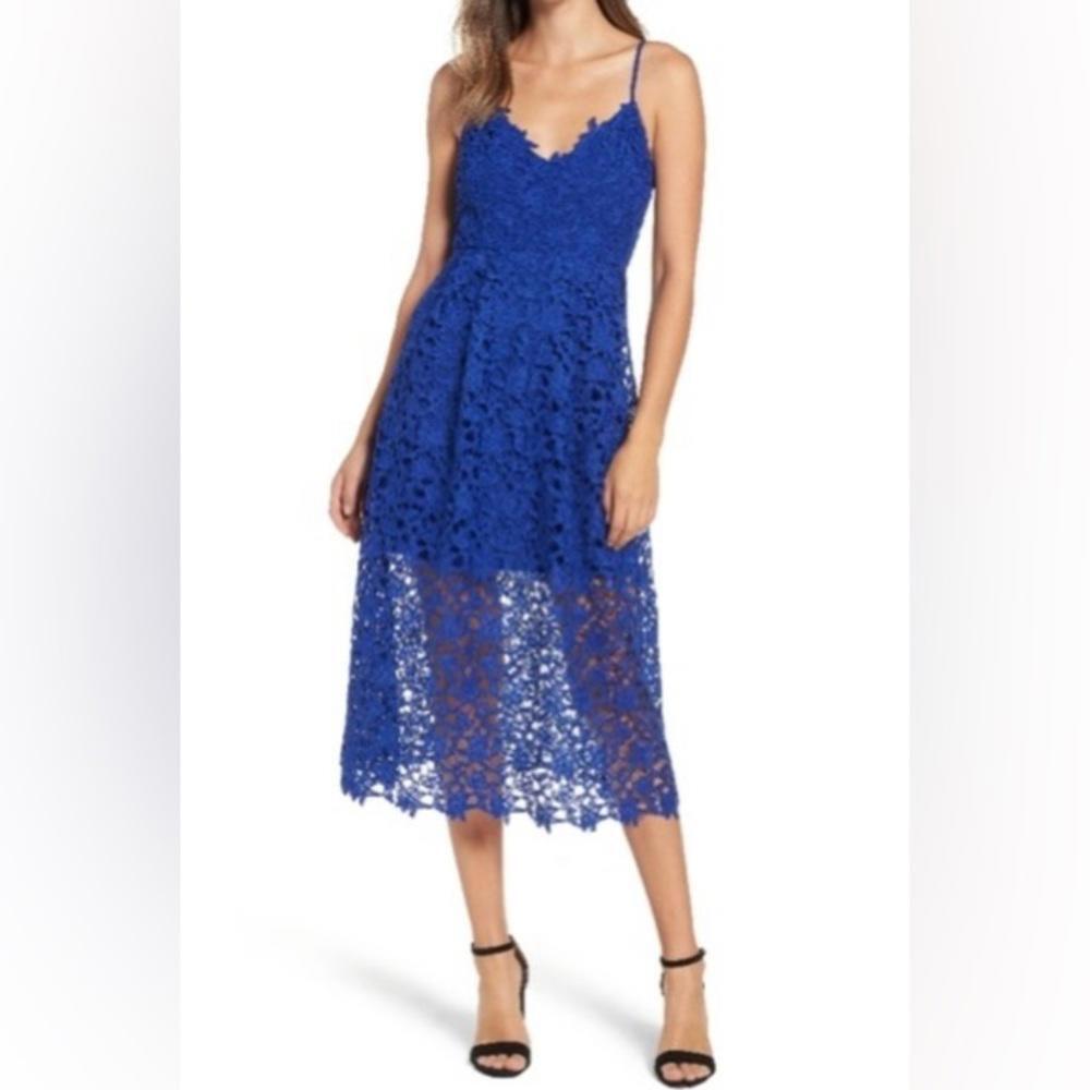 NWT NEW ASTR Lace Midi Fit and Flare Dress, size XXL, blue